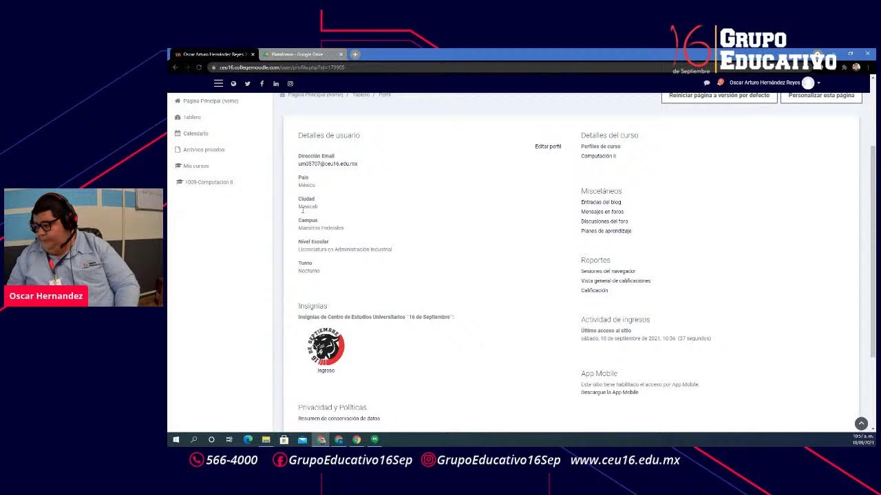 16 de septiembre universidad plataforma