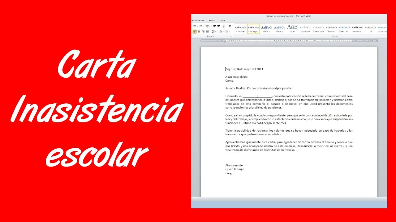carta para justificar inasistencia a clases de mi hijo