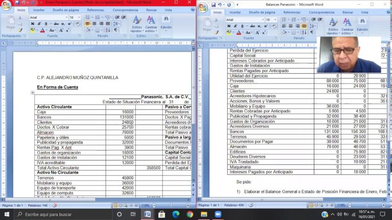 estado de situacion financiera en forma de cuenta