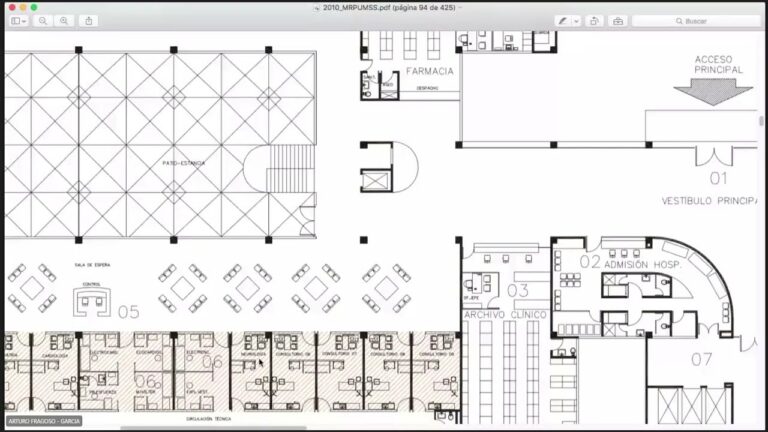 plano de un hospital y sus areas